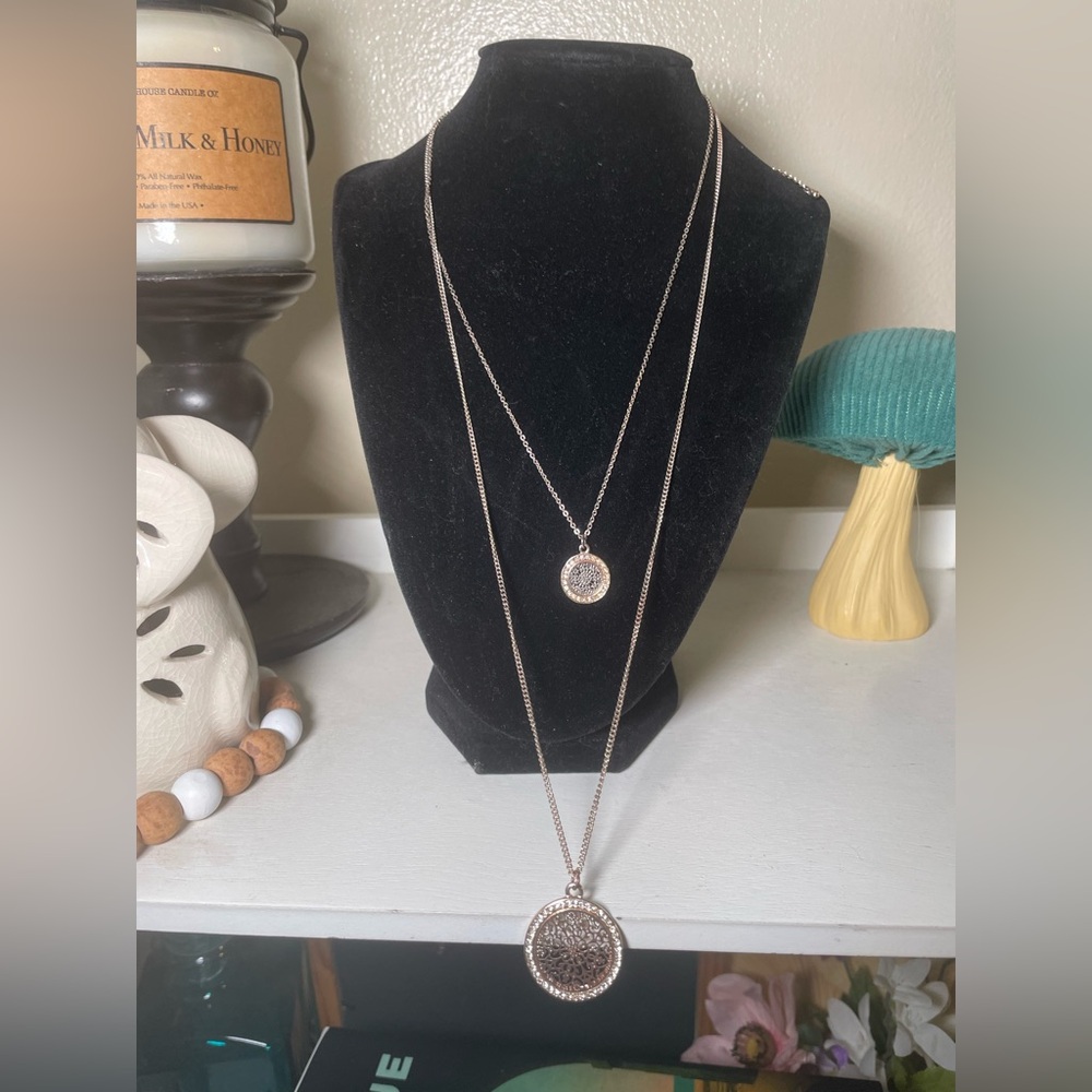 Elegant Silver Double Pendant Necklace